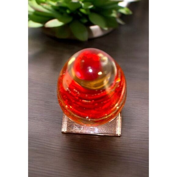 Glass Art Egg Shaped Organic Red Lava Art Design Sculpture Paper Weight - Picture 5 of 6
